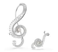 Swarovski Pendientes de clip Ariana Grande x Swarovski, Diseño asimétrico, Crystal Pearl, Talla baguette, Blancos, Baño de rodio