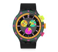 Swatch Big Bold Chrono - Reloj Unisex de polímero, Cuarzo Negro, Resistente al Agua, Swatch Neon SEPPIA