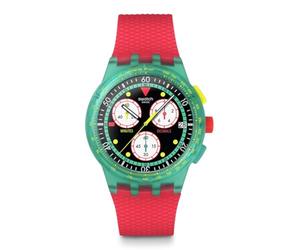 Swatch Chrono 42 - Reloj de Pulsera Unisex de polímero, Cuarzo, Impermeable, Swatch Neon Emerald Chrono