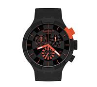 Swatch Correa de Silicona de Cuarzo, Reloj Casual 20, Negro/Rojo, Correa
