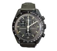 Swatch MoonSwatch Omega x Mission to Mercury Struts Reloj de pulsera de cuero, negro, correa, Negro, Correa