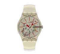 Swatch New Gent - Reloj unisex casual de cuarzo de origen biológico, resistente al agua, Beige, Casual