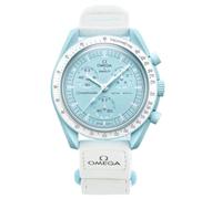Swatch Omega x Moon Swatch Mission to Uranus Speedmaster Azul - Nuevo, Unisex, Moderno, Cronógrafo, 42 mm, 30 m, Azul, Tela y Velcro, Analógico, 3 Bar, Bio-cerámica, Espacio, Adulto