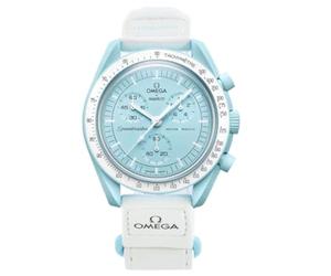 Swatch Omega x Moon Swatch Mission to Uranus Speedmaster Azul - Nuevo, Unisex, Moderno, Cronógrafo, 42 mm, 30 m, Azul, Tela y Velcro, Analógico, 3 Bar, Bio-cerámica, Espacio, Adulto