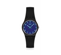 Swatch Reloj Analógico con Esfera Azul Oscuro, Números Luminosos Verde Claro, Caja y Correa Negra Mate lb188