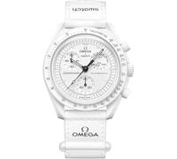 Swatch Reloj de pulsera Moonswatch Omega x Mission to the Moonphase Snoopy, Blanco, pulsera