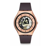 Swatch Reloj unisex casual marrón acero inoxidable cuarzo cobre llama, Marrón, Moderno