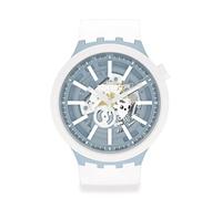 Swatch SB03N103 Bioceramic Whice - Reloj unisex con esfera azul y blanca, color blanco, moderno, blanco, Moderno