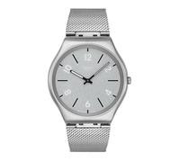 Swatch Skin Irony 42 Reloj Unisex Casual de Acero Inoxidable de Cuarzo Resistente al Agua, Gris