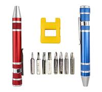 SWATOM 8 in 1 Mini Screwdriver Set Small Screwdrivers Pen Magnetic Repair Tools EDC Compact Precision Gadgets for Computer Eyeglasses Daily Home Improvement Use (Blue&Red+ Magnetizer Tool)