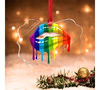 Swavecat LGBT Rainbow Sexy Lip Gay Adorno de Navidad Lesbiana Gay Progreso Orgullo bisexual Navidad calcetín relleno acrílico adorno junio orgullo desfile LGBT divertido decoración colgante de Navidad