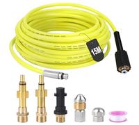 SWAWIS 15M Manguera Limpieza Tuberías 180 Bar Manguera Hidrolimpiadora | 2 Boquillas 3 Adaptadores para Kärcher K2 - K7 Lavor Parkside Bosch