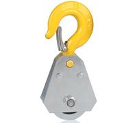 SWAWIS 1T Polea con Cierre Giratorio Bloque de Polea Compatibilidad con cuerda de 16 mm con 2 Cojinetes Gancho Giratorio y Pestillo Rodillo de Cable Acero Resistente para Elevación y Tracción