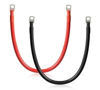 SWAWIS 2 Piezas Cable Bateria Coche M10 50cm Cable 25mm² Cable de Batería 12V/24V con Terminales de Anillo para Solar Moto Cable de Batería de Coche a Tierra, Negro + Rojo