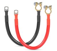 SWAWIS 2 Piezas Cable Bateria Coche M10 50cm Cable 25mm² Cable de Batería 12V/24V con Terminales para Solar Moto Cable de Batería de Coche a Tierra