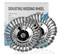 SWAWIS 2 Piezas Cepillo para Desbrozadora Profesional 200 x 25,4mm, de Malezas Redondo 8 Pulgadas de Alambre de Acero Trenzado (30 Cables de Acero)