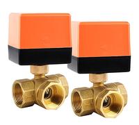 SWAWIS 2 Piezas Válvula Motorizada de 3 Vías Válvula Solenoide Motorizada DN20 3/4" AC 230V Válvula de Zona de Latón Válvula de Bola Motorizada Válvula Eléctrica