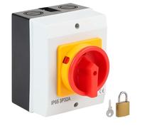 SWAWIS 32A Interruptor Principal 3 Polos, IP65, Interruptor Giratorio con Carcasa para Conectar y Desconectar Circuitos Pequeños