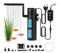 SWAWIS 5 in 1 Filtro de Acuario 500L/H con 6W Lámpara UV y Temporizado, con Barra de Ducha, para Filtración Aireación Esterilización, Apto para Acuarios de 50 a 125L(8W)
