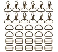 SWAWIS 70 Piezas Mosquetones para Bolsos Set, 25mm Anillo en D Hebilla Deslizante Gancho Giratorio, para DIY Cinturón Mochila Collar para Mascotas(Bronce)