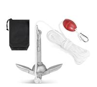 SWAWIS Ancla Kayak Ancla Barco 0,7 kg Accesorio para Barcos Ancla Plegable Sup con 20M de Cuerda de Ancla, Boya y Bolsa de Almacenamiento para Kayaks, Canoas y Motos Acuáticas