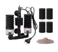 SWAWIS Filtro Esponjas para Acuario con 2 Pares de Esponjas y Bola de Cerámica, para Acuarios de Menos de 60L,para Filtrar Cultivos Bacterianos(S)