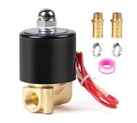 SWAWIS G1/4" Válvula Solenoide Eléctrica de Latón AC 220V NC con 2x 14mm Conector para Agua Aire Aceite, DN8, Acción Directa