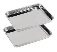 SWAWIS Juego de 2 Bandeja para Hornear, Rectangular Bandeja para horno de Acero Inoxidable para Hornear Cocina, Apta para Lavavajillas(23X17X2.5cm）