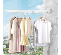 SWAWIS Tendederos Plegables Tendedero Extensible 90cm Tendedero Pared Aluminio Tendedero Plegable con 12 Ganchos para Balcón, Lavandería, Baño, Dos Pliegues, Blanco