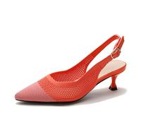 SWDZM Knitting Princess Zapatos de Tacón Medio de Punta de Las Mujeres Japonesas,Naranja,EU 36.5