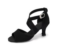 SWDZM Mujeres Zapatos de Baile de salón Salsa Latina Tango Rendimiento Profesional Zapatos de Baile,095,Negro,Talón-7CM,EU 38