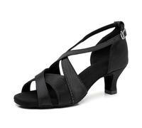 SWDZM Mujeres Zapatos de Baile Latino Suave Vendido Rendimiento Estándar Cha Cha Salsa Zapatos Baile,Talón-5.5cm,Negro,EU 42