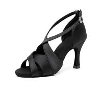 SWDZM Mujeres Zapatos de Baile Latino Suave Vendido Rendimiento Estándar Cha Cha Salsa Zapatos Baile,Talón-8.5cm,Negro,EU 40