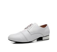 SWDZM Zapatos De Baile De Salón De Cuero Estándar De Los Hombres De La Práctica De Tacón Bajo,9010,Blanco,Ante,42 EU