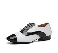 SWDZM Zapatos De Baile De Salón De Cuero Estándar De Los Hombres De La Práctica De Tacón Bajo,L495,Negro+Blanco,Ante,42 EU