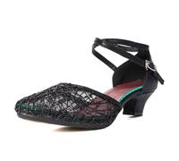 SWDZM Zapatos de Baile de Salón de Mujeres Zapatos de Baile de Salsa Latina de Rendimiento,Talón-3.5cm,Negro,EU 36.5