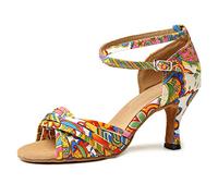 SWDZM Zapatos de Baile de salón para Mujer Zapatos de Baile de Salsa Bachata Tango,L255,Amarillo,Talón-7.5CM,EU 40