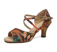 SWDZM Zapatos de Baile de salón para Mujer Zapatos de Baile de Salsa Bachata Tango,L519,Naranja,Talón-8.5CM,EU 43