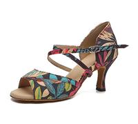 SWDZM Zapatos de Baile de salón para Mujer Zapatos de Baile de Salsa Bachata Tango,L519,Rosa,Talón-7.5CM,EU 36