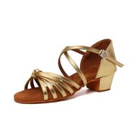 SWDZM Zapatos de Baile Latino Niña para Mujer Salsa y Bachata Práctica Actuaciones 3 5,Oro,EU 38