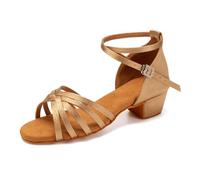 SWDZM Zapatos de Baile Latino Niña Tacón 3 cm Estándar Salsa Bailarina y Bachata Principiantes Bailarina Práctica,Beige,EU 36.5