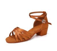 SWDZM Zapatos de Baile Latino Niña Tacón 3 cm Estándar Salsa Bailarina y Bachata Principiantes Bailarina Práctica,Marrón,EU 38