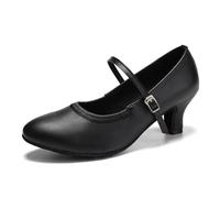 SWDZM Zapatos de Baile Mujer Salsa y Bachata Cerrados Tango Zapatos de Baile Character Profesional de Salon,Negro,Tacón 5cm,Suela de Ante,40 EU