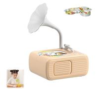 Sweako Kids Gramophone, Toddler Phonograph with 99 Cards and 8 Recording Cards, for Kid 3-12 Musical Sensory Toy for Boy Girl, Musical Sensory Toy Listen with Story & Music (Beige)