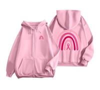 Sweat à Capuche zippé pour Homme Avec poche et Cordon de serrage, idéal au quotidien et imprimé pour la sensibilisation au Cancer du Sein. Abrigo Deportivo (XL)