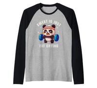 Sweat Is Just Fat Crying Panda Gym Workout Camiseta Manga Raglan