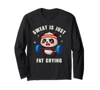 Sweat Is Just Fat Crying Panda Gym Workout Manga Larga