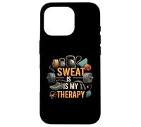 Sweat Is My Therapy Gym Workout Fitness Design Carcasa para iPhone 16 Pro