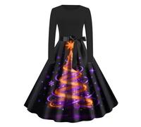 Sweater Dresses for Christmas Square Neck Long Sleeve Button Dress Flowing A Line Dress Slim Wedding Guest Dresses