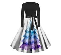 Sweater Dresses for Christmas Square Neck Long Sleeve Button Dress Flowing A Line Dress Slim Wedding Guest Dresses